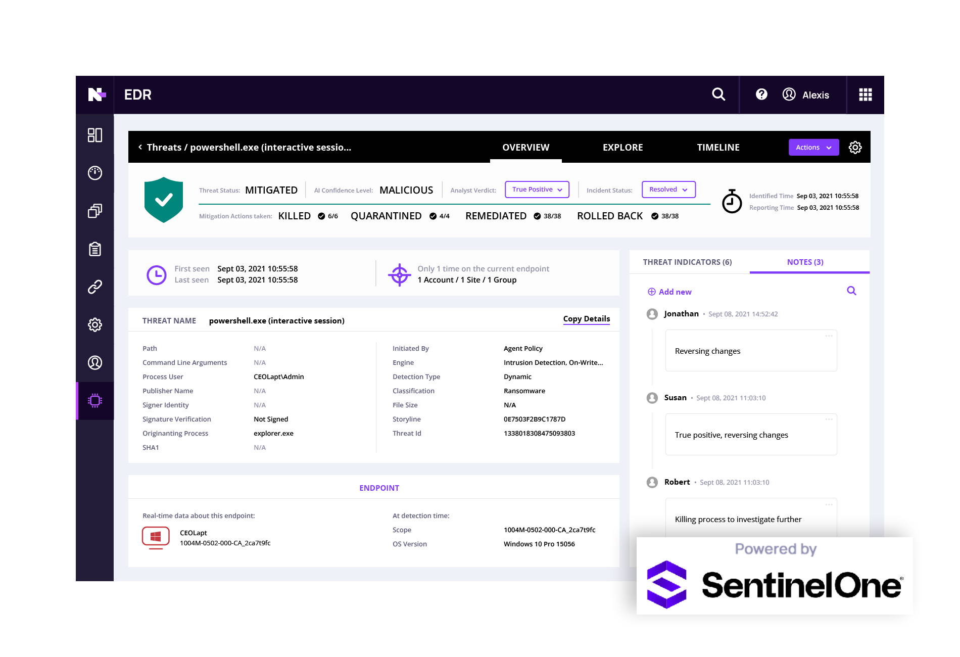 EDR-Dashboard-High-Fi SentinelOne EDR Dashboard