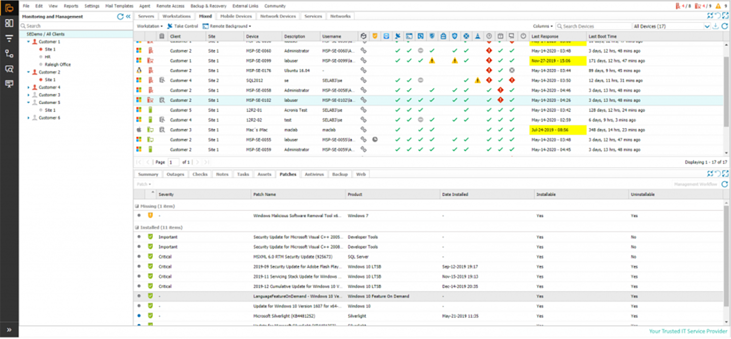 RMM remote monitoring mixed devices