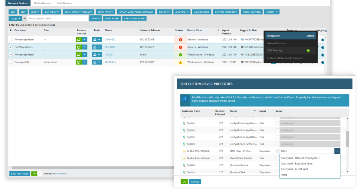 multitenant DNS Filering Manager dashboard