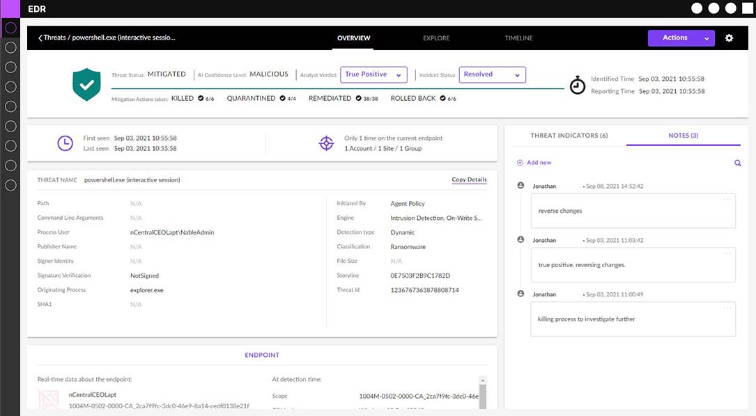 N-able EDR Threats Overview