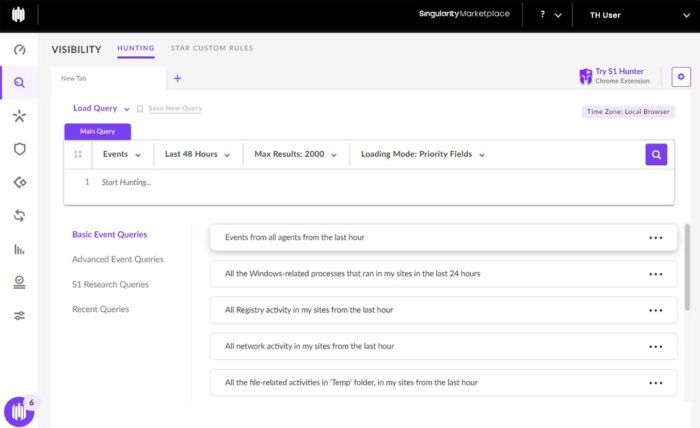 N-able Threat Hunting Search Screen