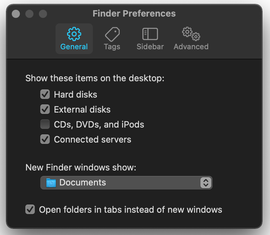 Show these items on the desktop.