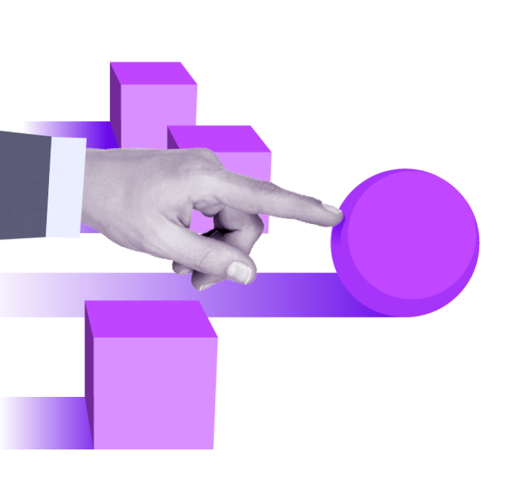 hand pushing a ball