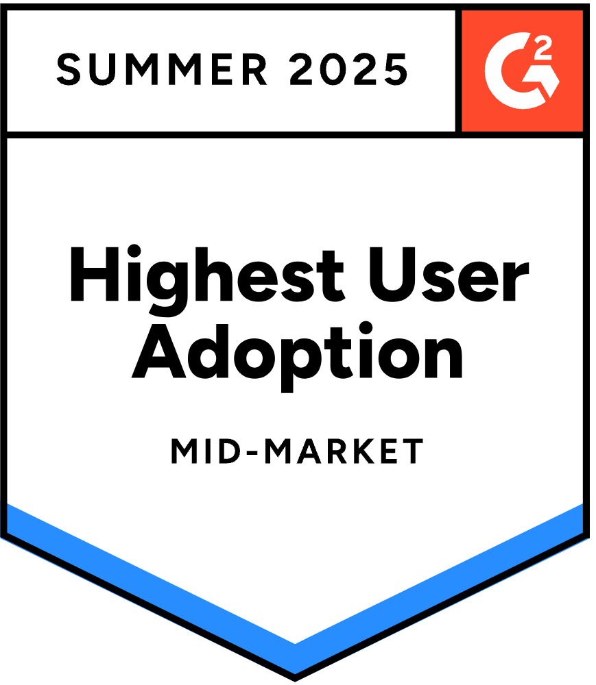badge-g2-Highest-User-Adoption-Mid-Market-Adoption-2025-summer G2 Award Highest User Adoption