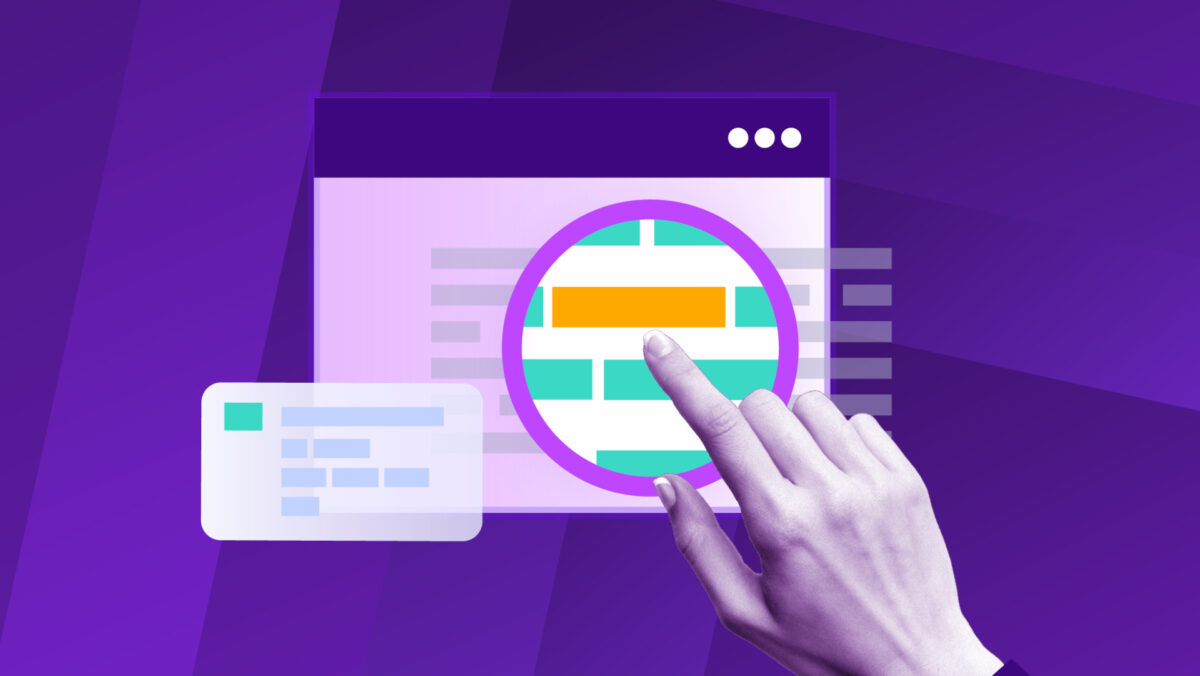 Hand pointing at highlighted section within a magnified browser interface, representing SNMP monitoring configuration and data inspection