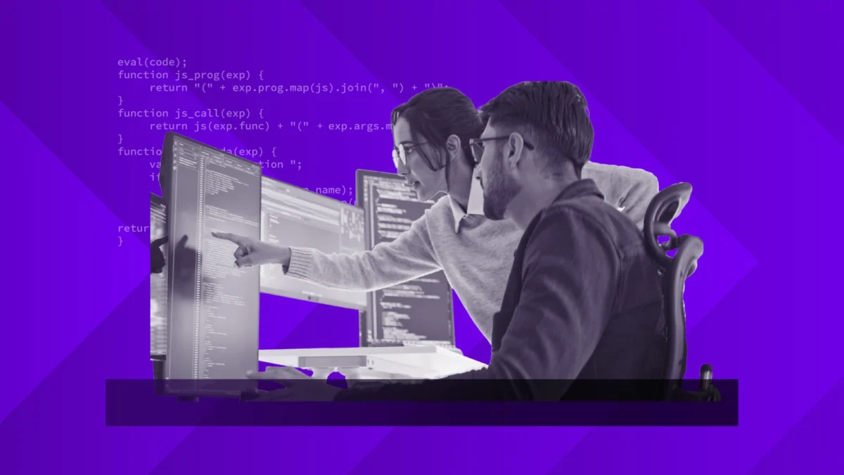 IT team analyzing code and troubleshooting system issues to support incident resolution.